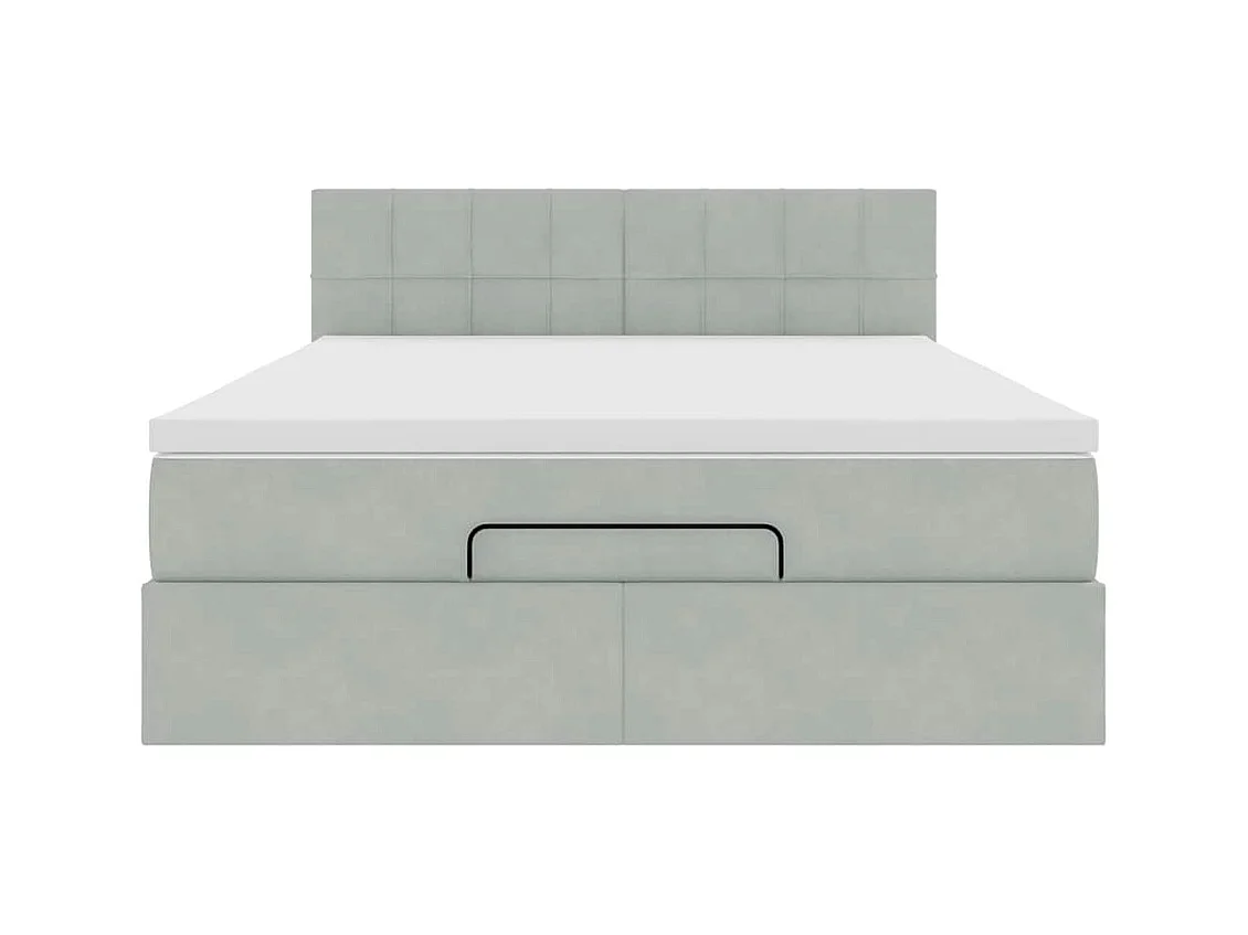 Ottoman-Bett mit Matratze Hellgrau 140x200 cm Samt