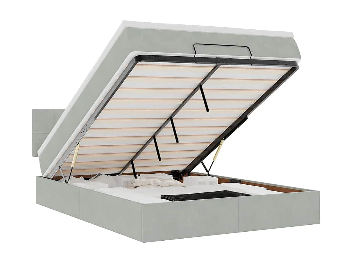 Ottoman bed met matras 140x200cm fluweel lichtgrijs