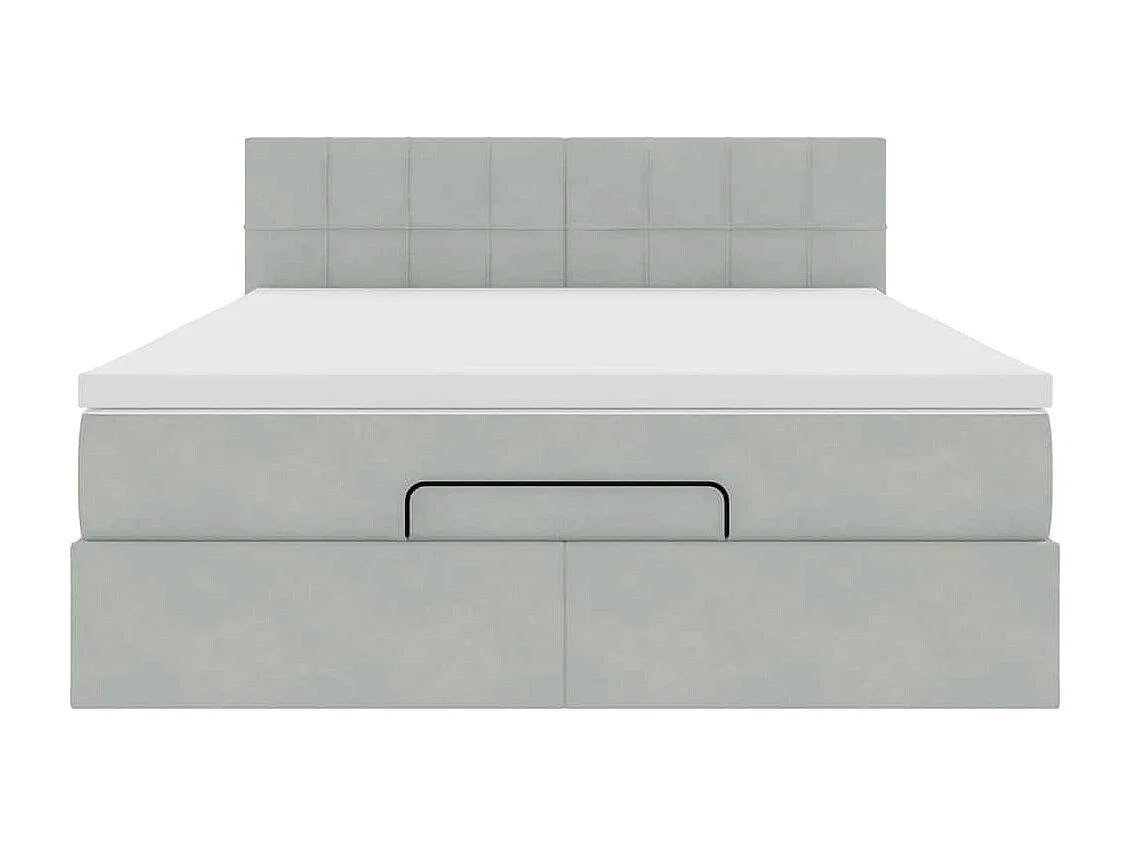 Ottoman bed met matras 140x200cm fluweel lichtgrijs