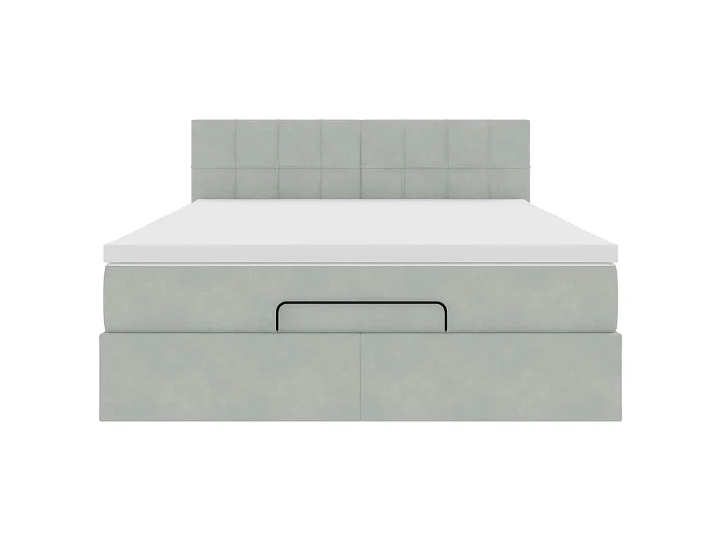 Ottoman bed met matras 140x200cm fluweel lichtgrijs