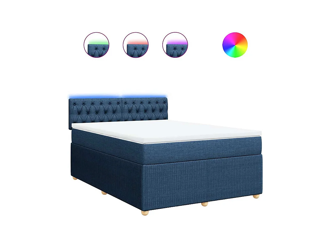 Sommier à lattes de lit avec matelas Bleu 140x190 cm Tissu