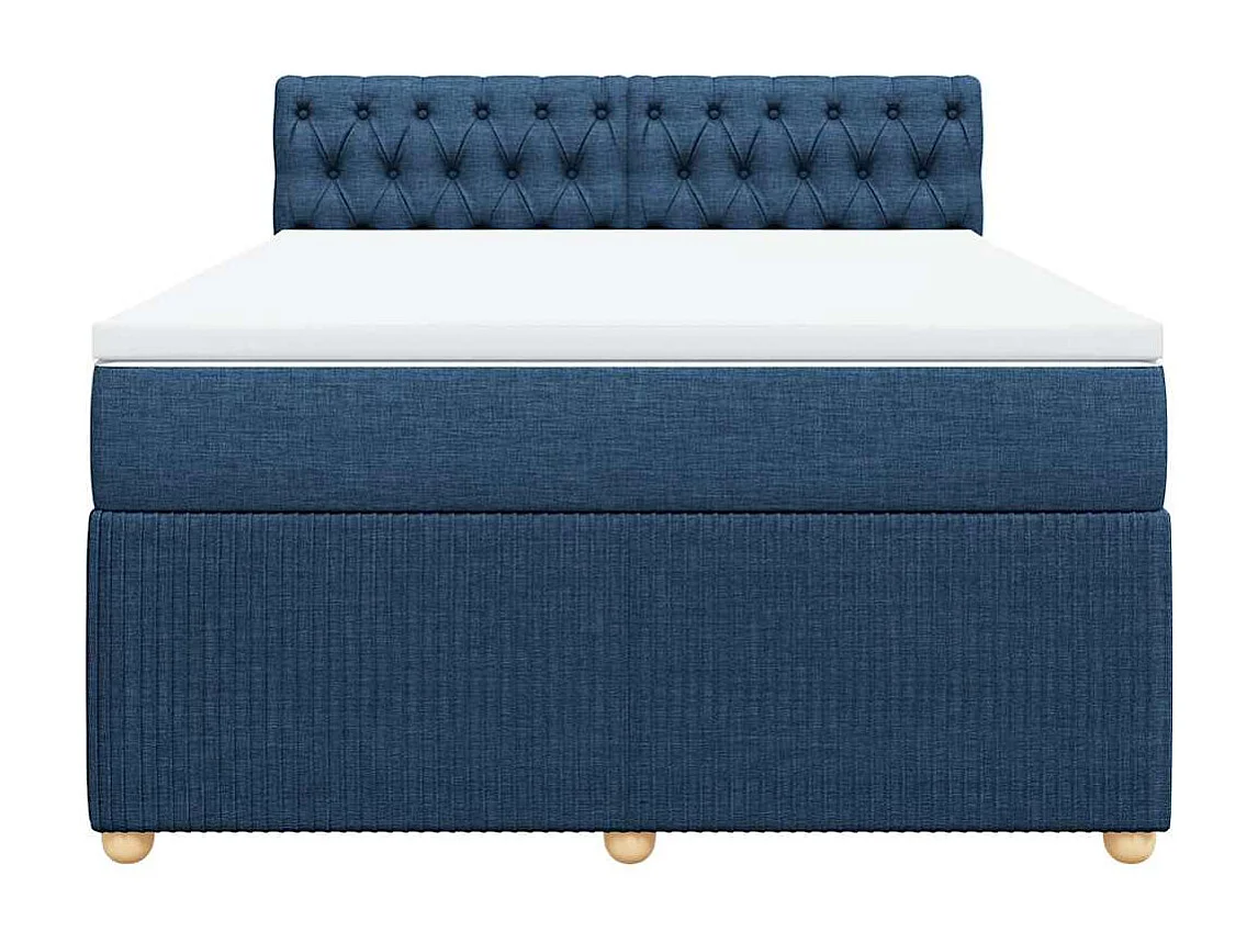 Sommier à lattes de lit avec matelas Bleu 140x190 cm Tissu