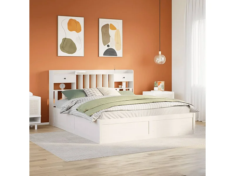 Massivholzbett ohne Matratze Weiß 180x200 cm Kiefernholz