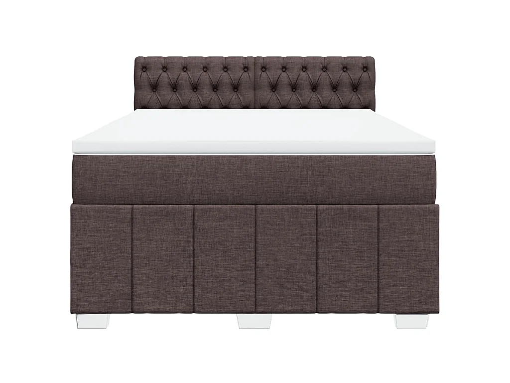 Cama com molas/colchão 160x200 cm tecido castanho-escuro