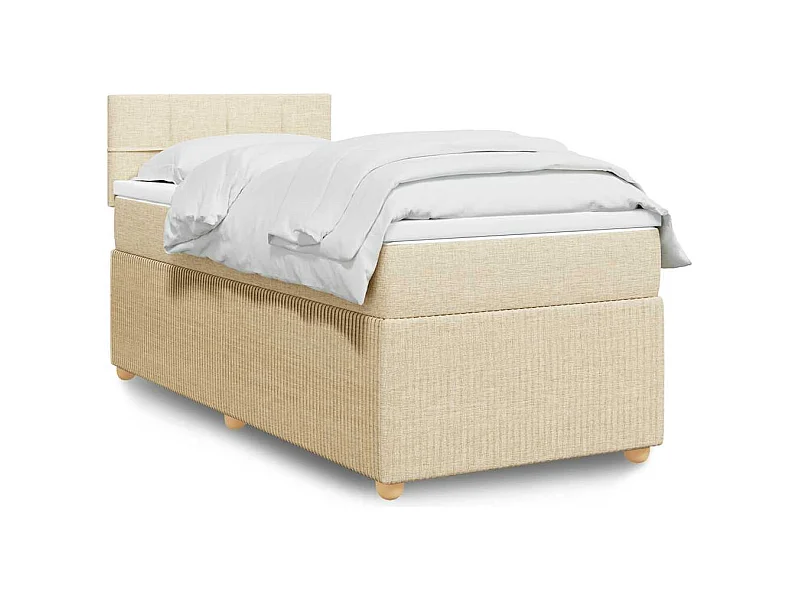 Sommier à lattes de lit avec matelas Crème 100x200 cm Tissu