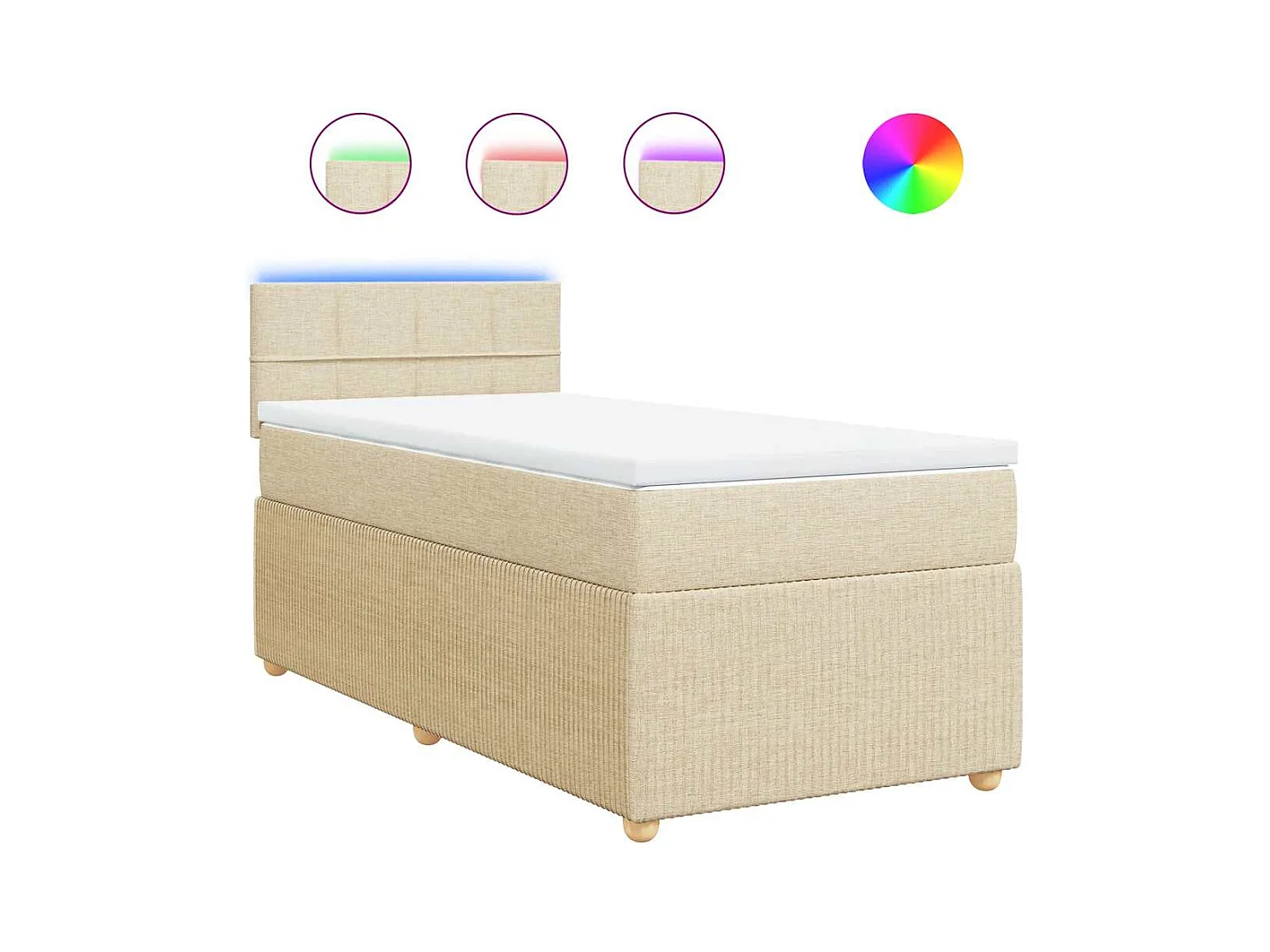 Sommier à lattes de lit avec matelas Crème 100x200 cm Tissu