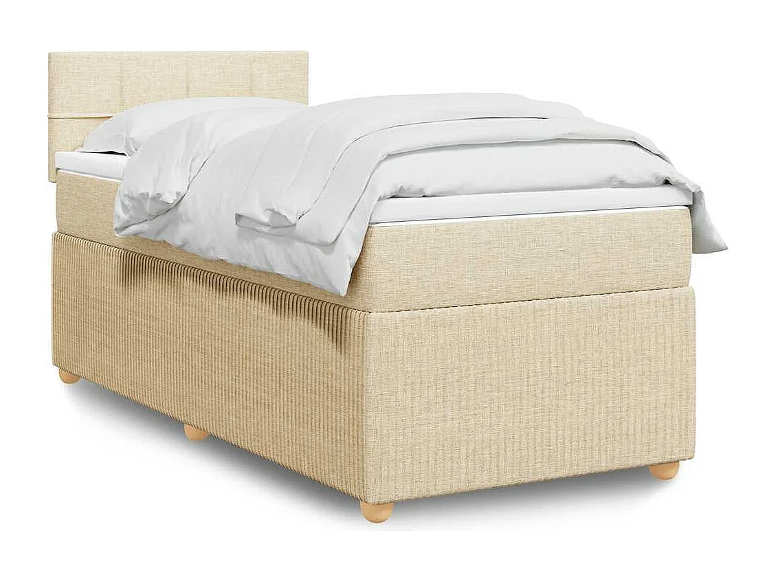 Boxspringbett mit Matratze Creme 100x200 cm Stoff