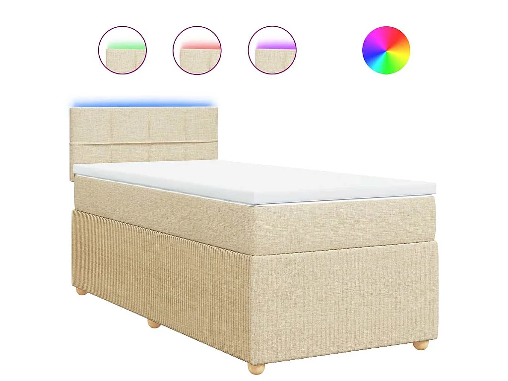 Boxspringbett mit Matratze Creme 100x200 cm Stoff
