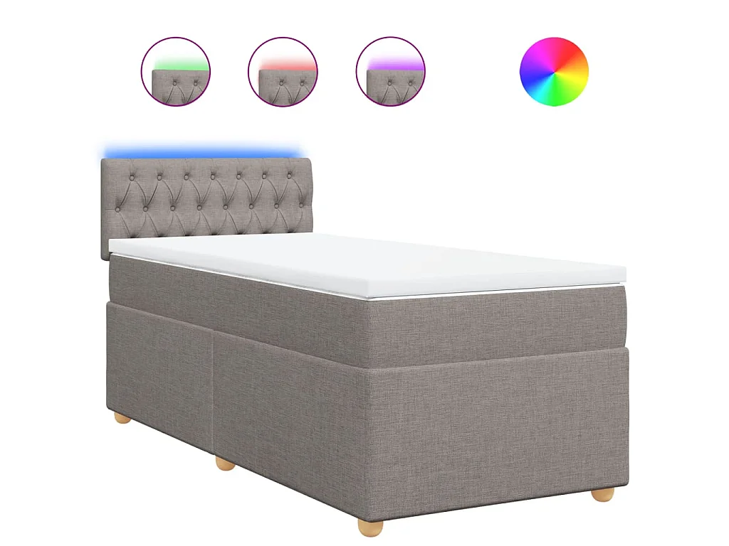 Boxspring met matras stof taupe 90x200 cm