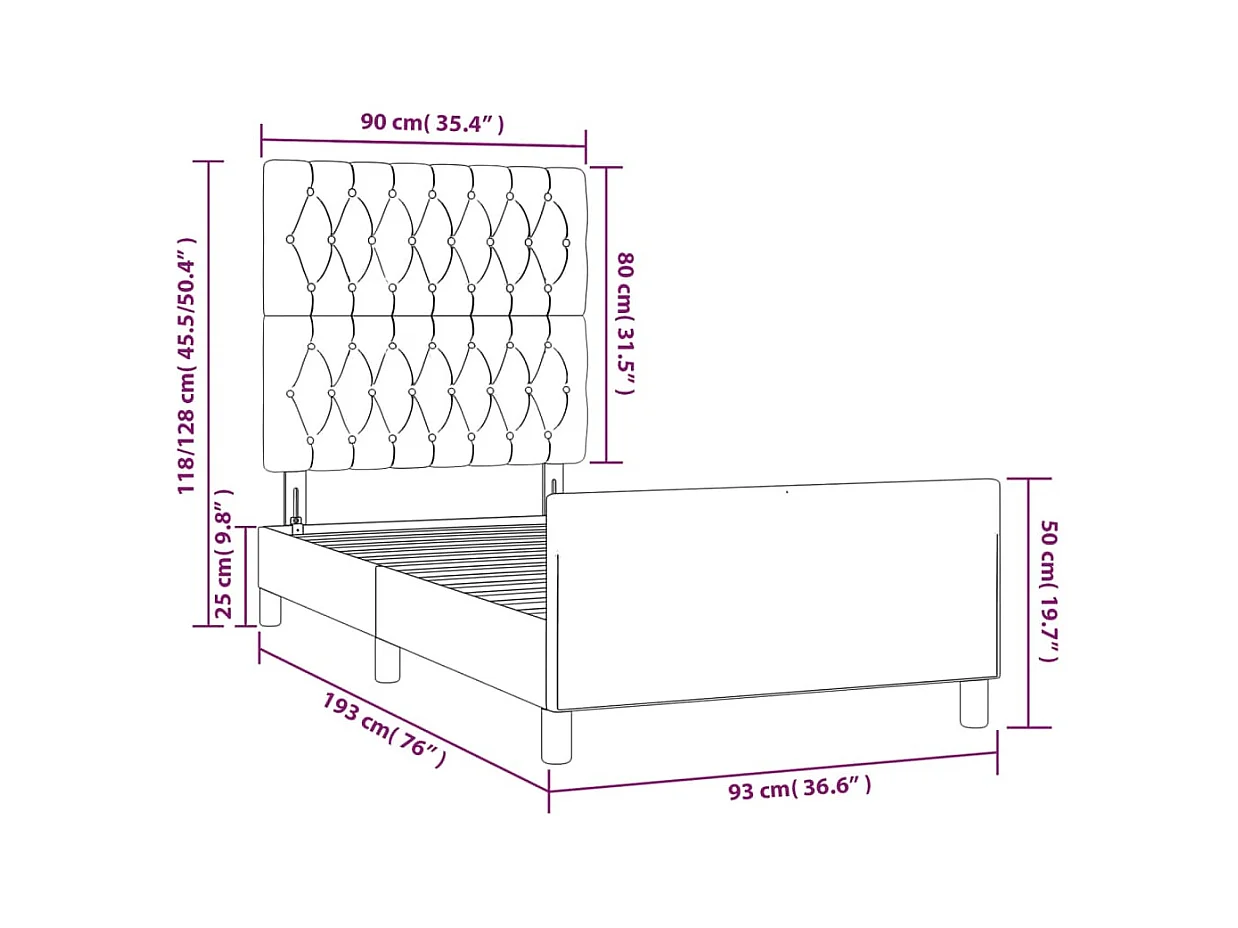 Bettgestell ohne Matratze Schwarz 90x190 cm Stoff