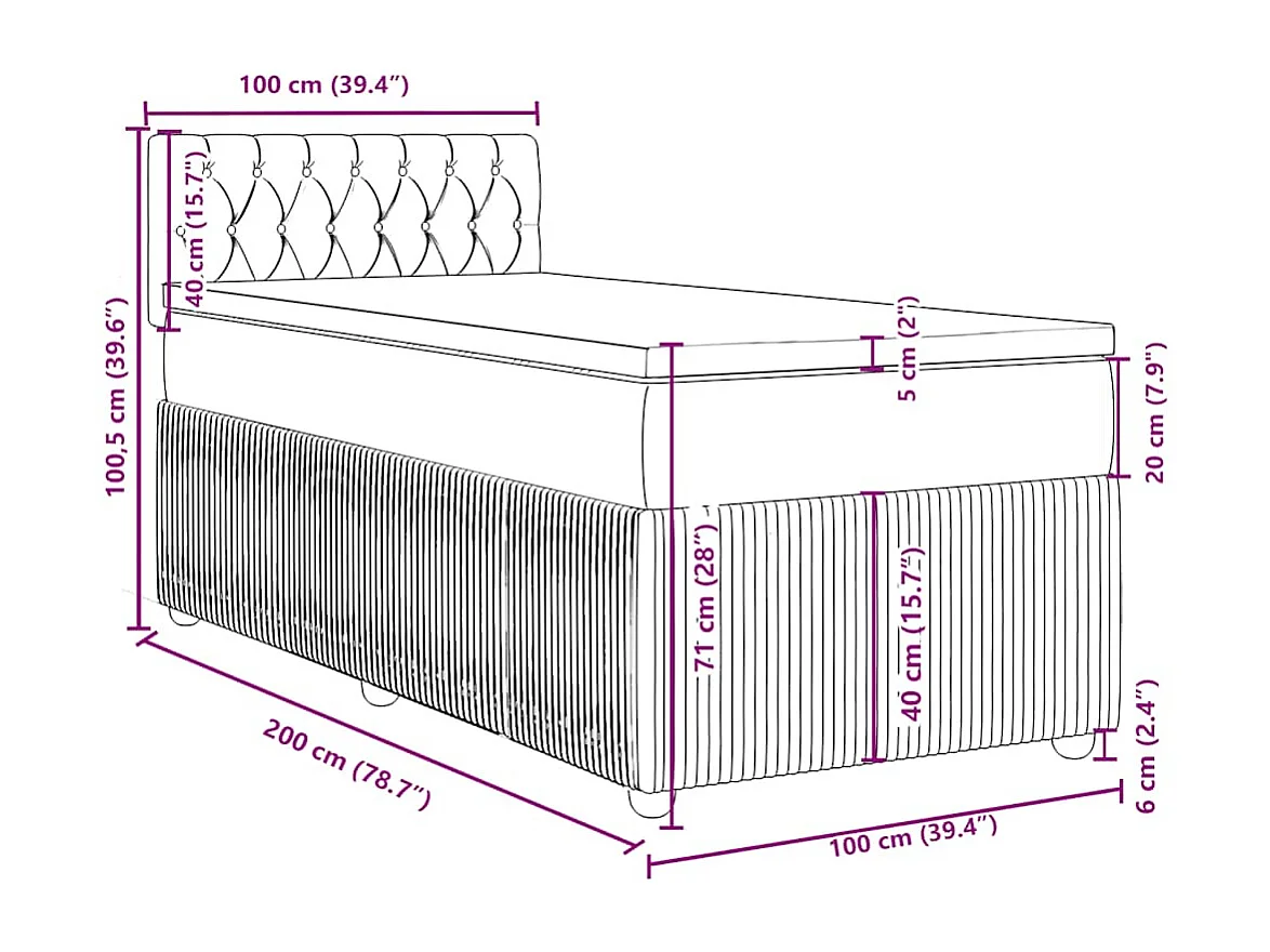 Boxspringbett mit Matratze Dunkelbraun 100x200 cm Stoff