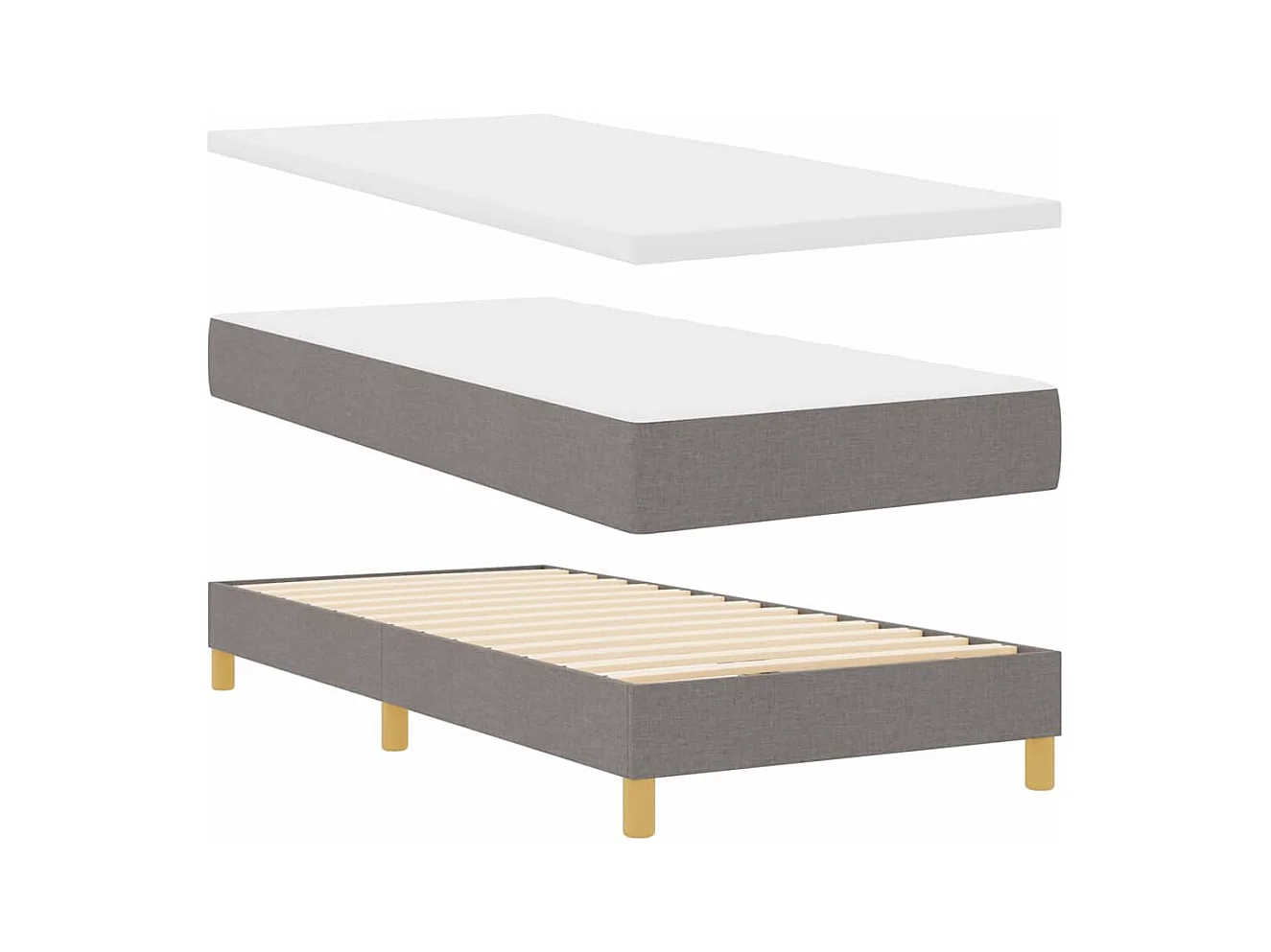 Lit boxspring avec matelas avec matelas Taupe 90 x 190 cm tissu