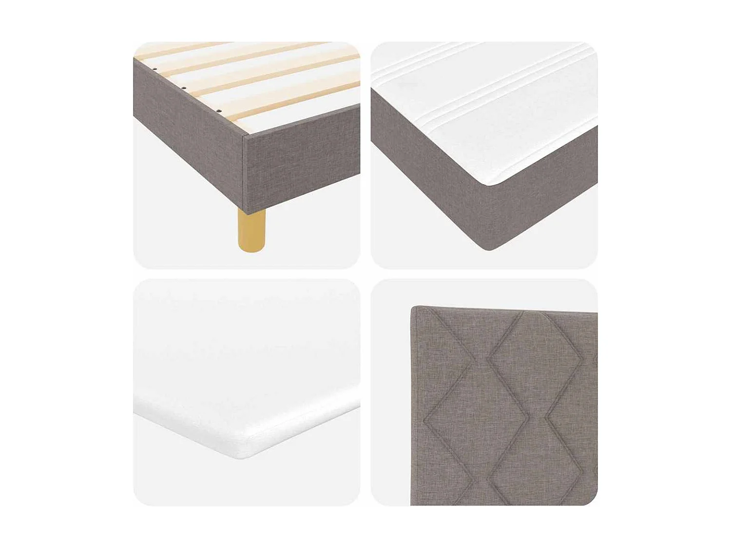 Lit boxspring avec matelas avec matelas Taupe 90 x 190 cm tissu