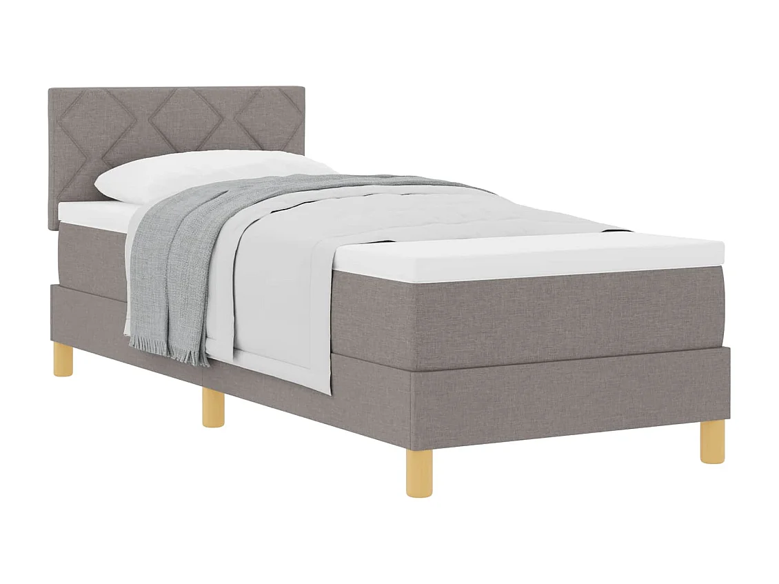 Lit à ressorts avec matelas Taupe 90 x 190 cm tissu