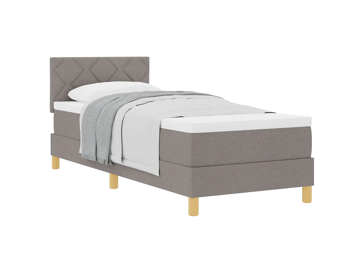 Lit à ressorts avec coussin Taupe 90 x 190 cm tissu