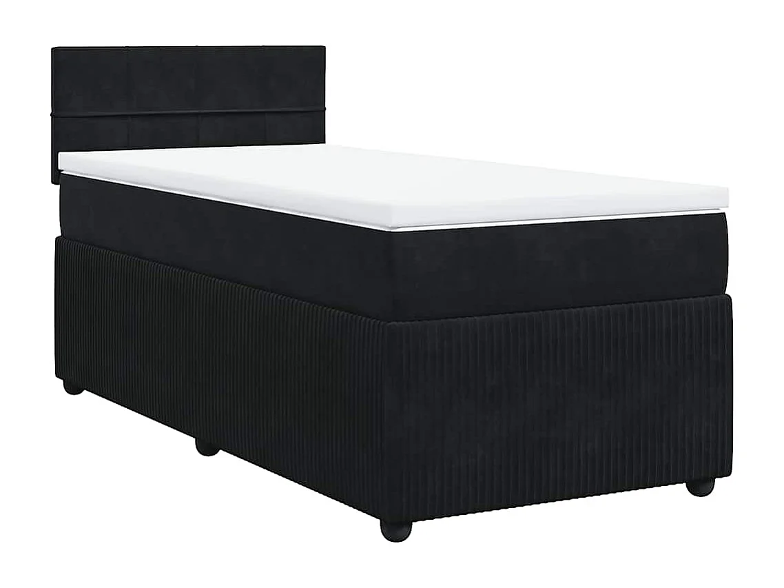 Cama com molas/colchão 90x200 cm veludo preto