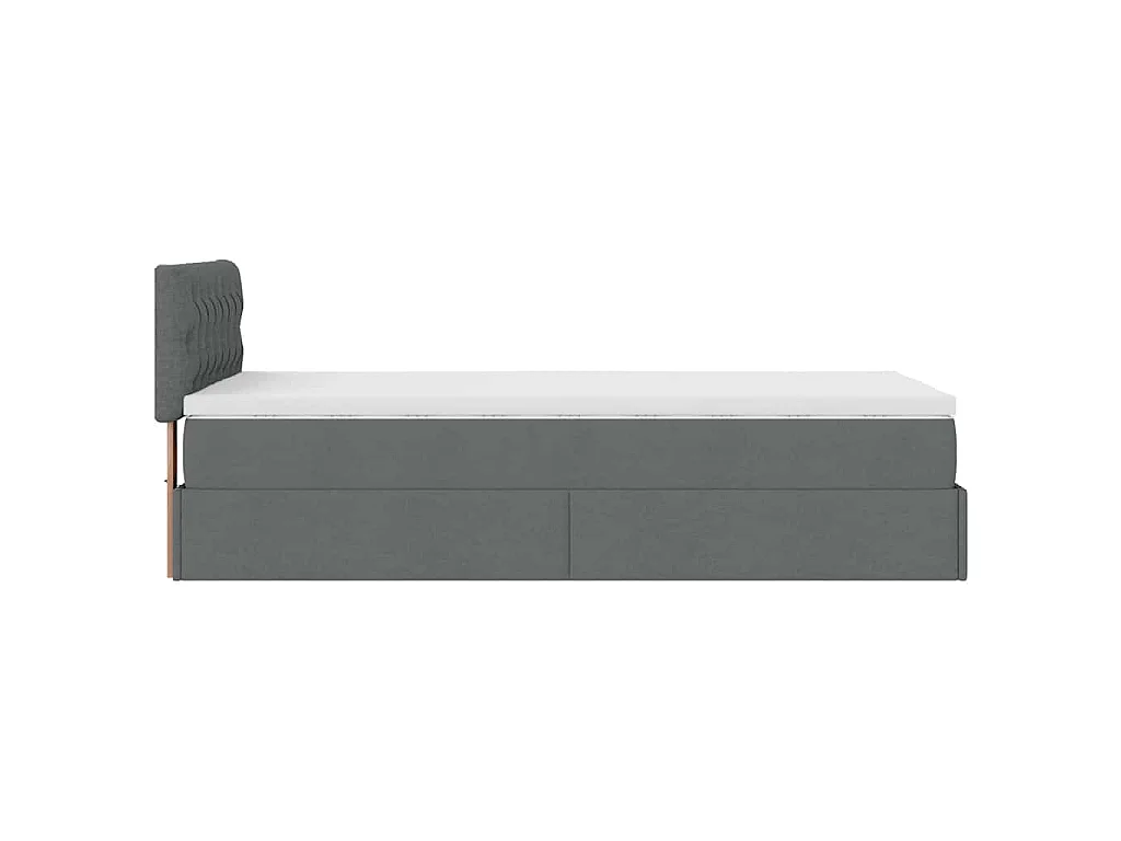 Pouf Letto con Materasso Grigio Scuro 90x200 cm in Tessuto