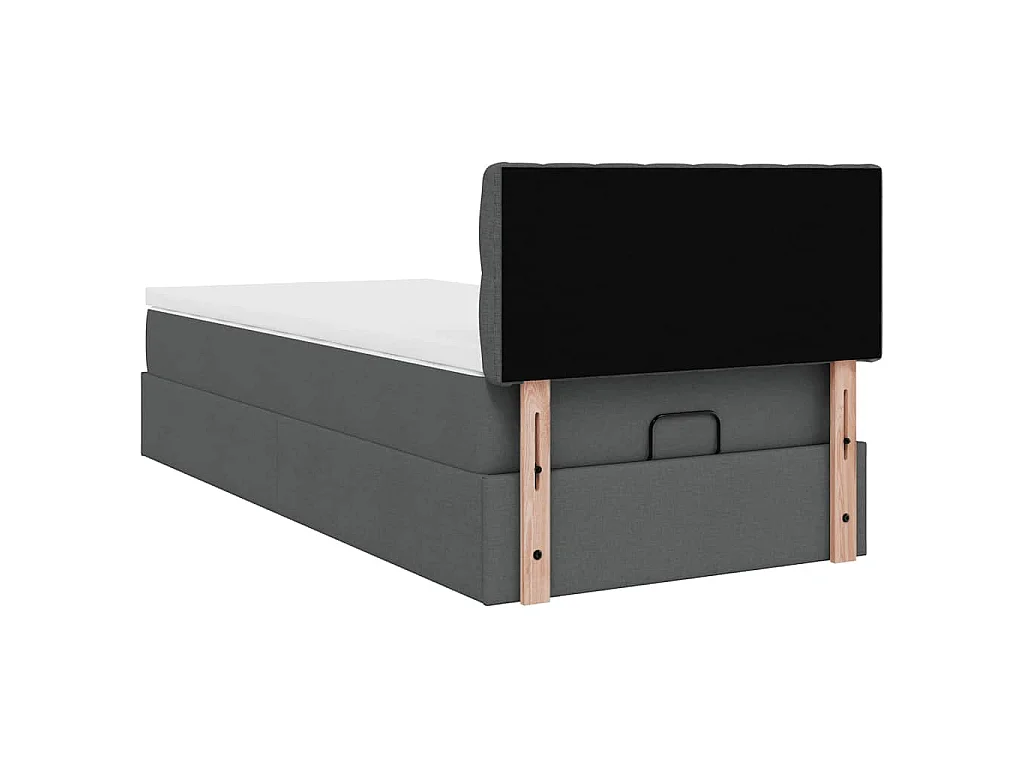 Pouf Letto con Materasso Grigio Scuro 90x200 cm in Tessuto