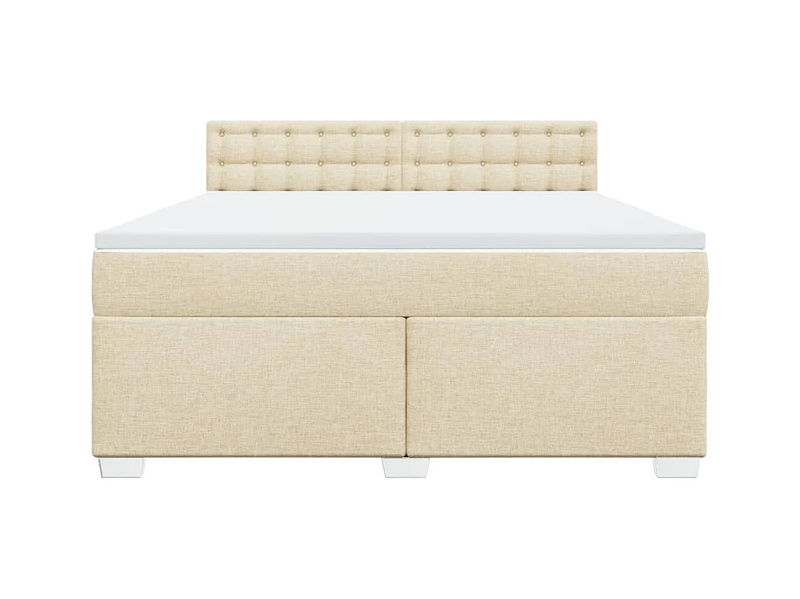 Sommier à lattes de lit avec matelas Crème 180x200 cm Tissu