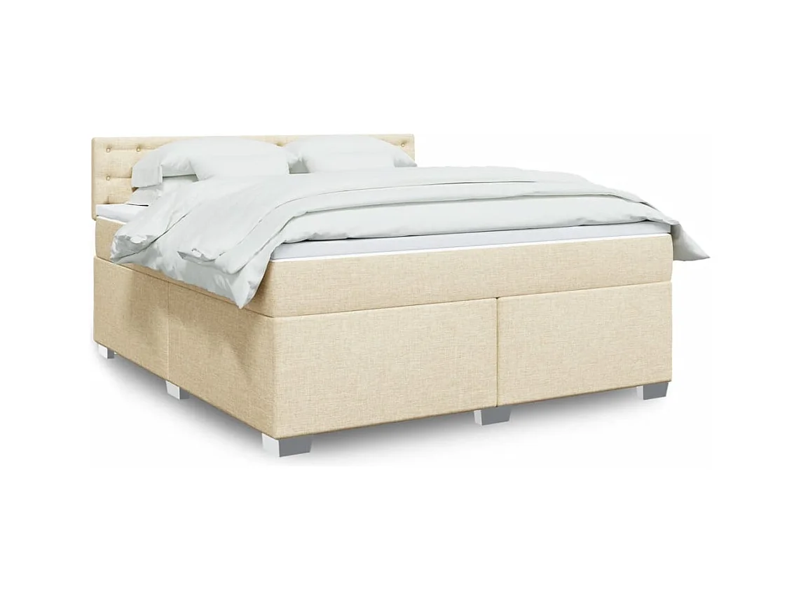 Sommier à lattes de lit avec matelas Crème 180x200 cm Tissu