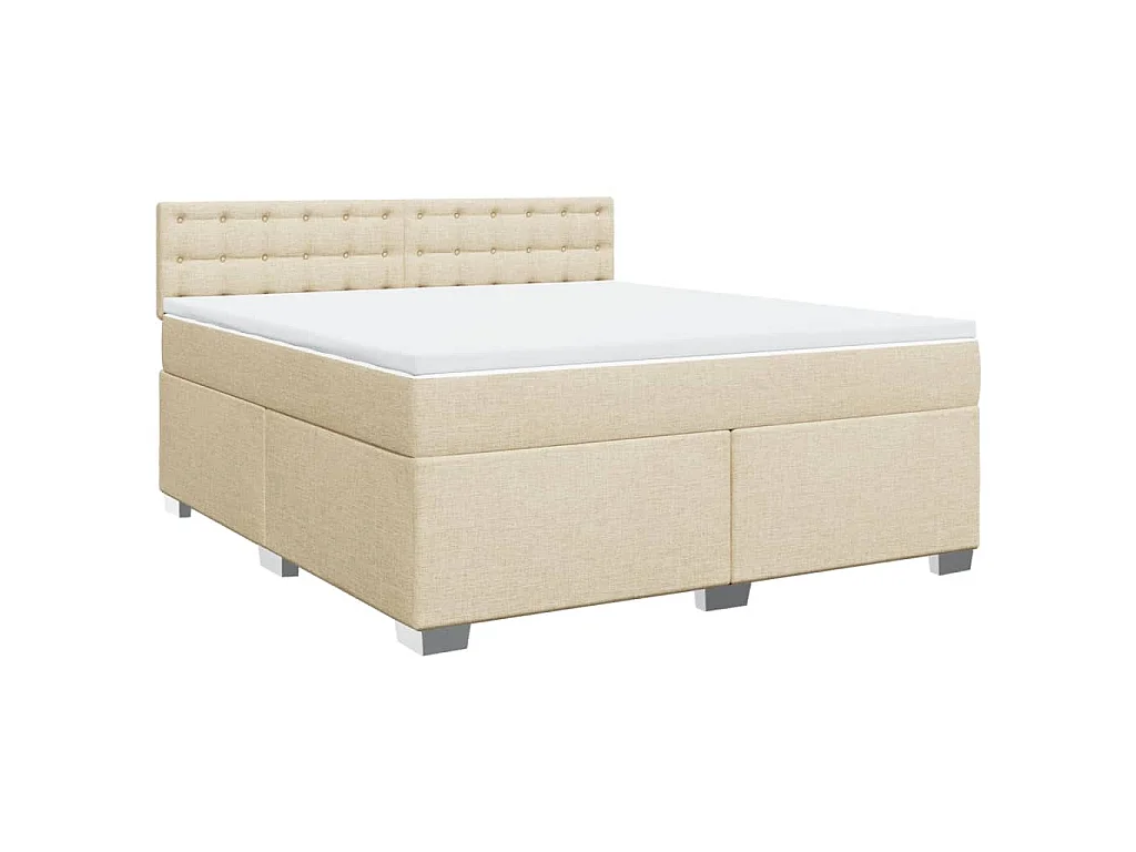 Sommier à lattes de lit avec matelas Crème 180x200 cm Tissu
