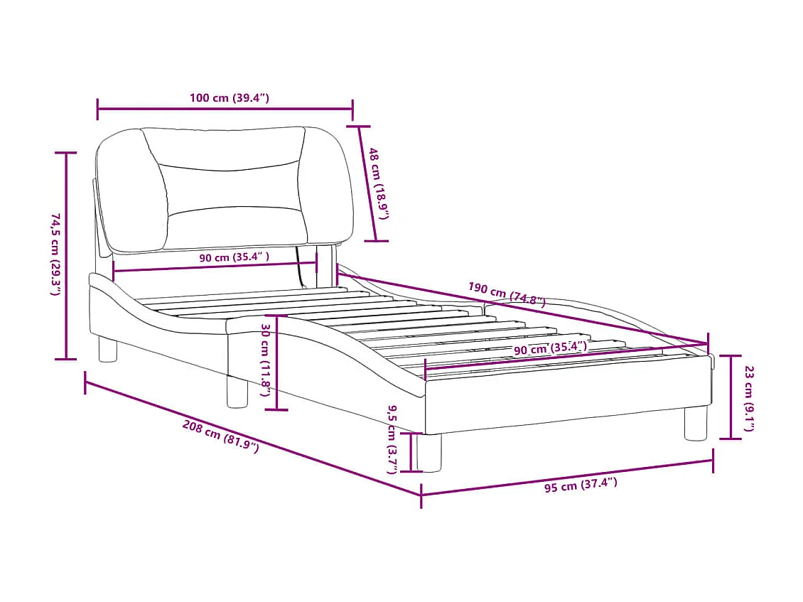 Giroletto con LED senza Materasso Hvar Cappuccino 90x190 cm