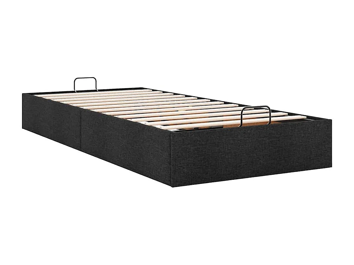 Cadre de lit ottoman sans matelas noir 100x200 cm tissu