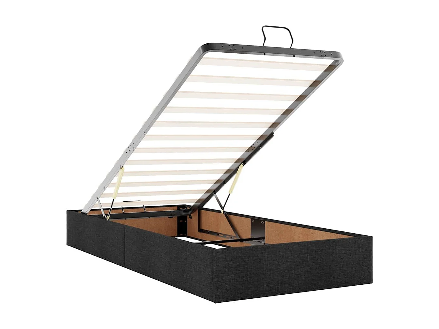 Cadre de lit ottoman sans matelas noir 100x200 cm tissu