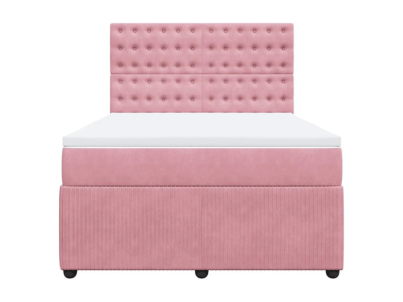 Cama box spring con colchón terciopelo rosa 140x200 cm
