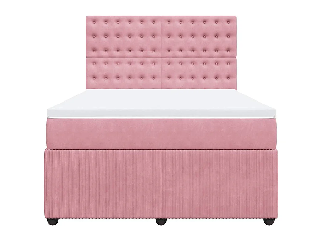 Boxspring met matras fluweel roze 140x200 cm