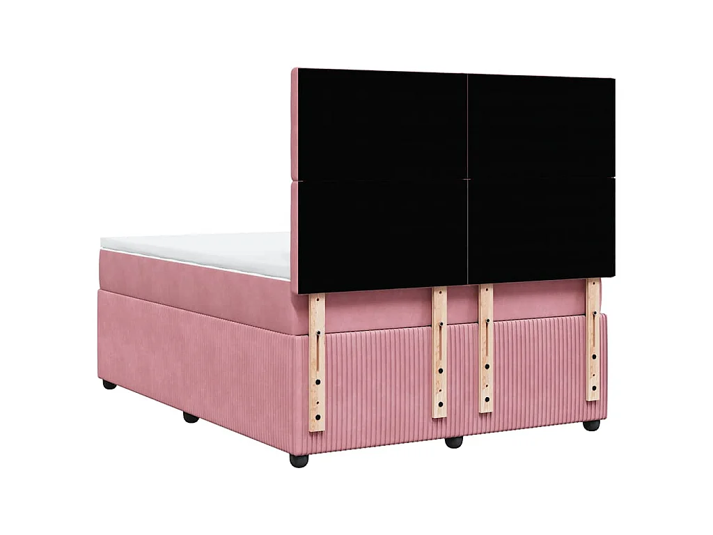 Boxspring met matras fluweel roze 140x200 cm