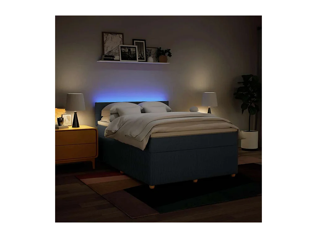 Boxspringbett mit Matratze Blau 160x200 cm Stoff