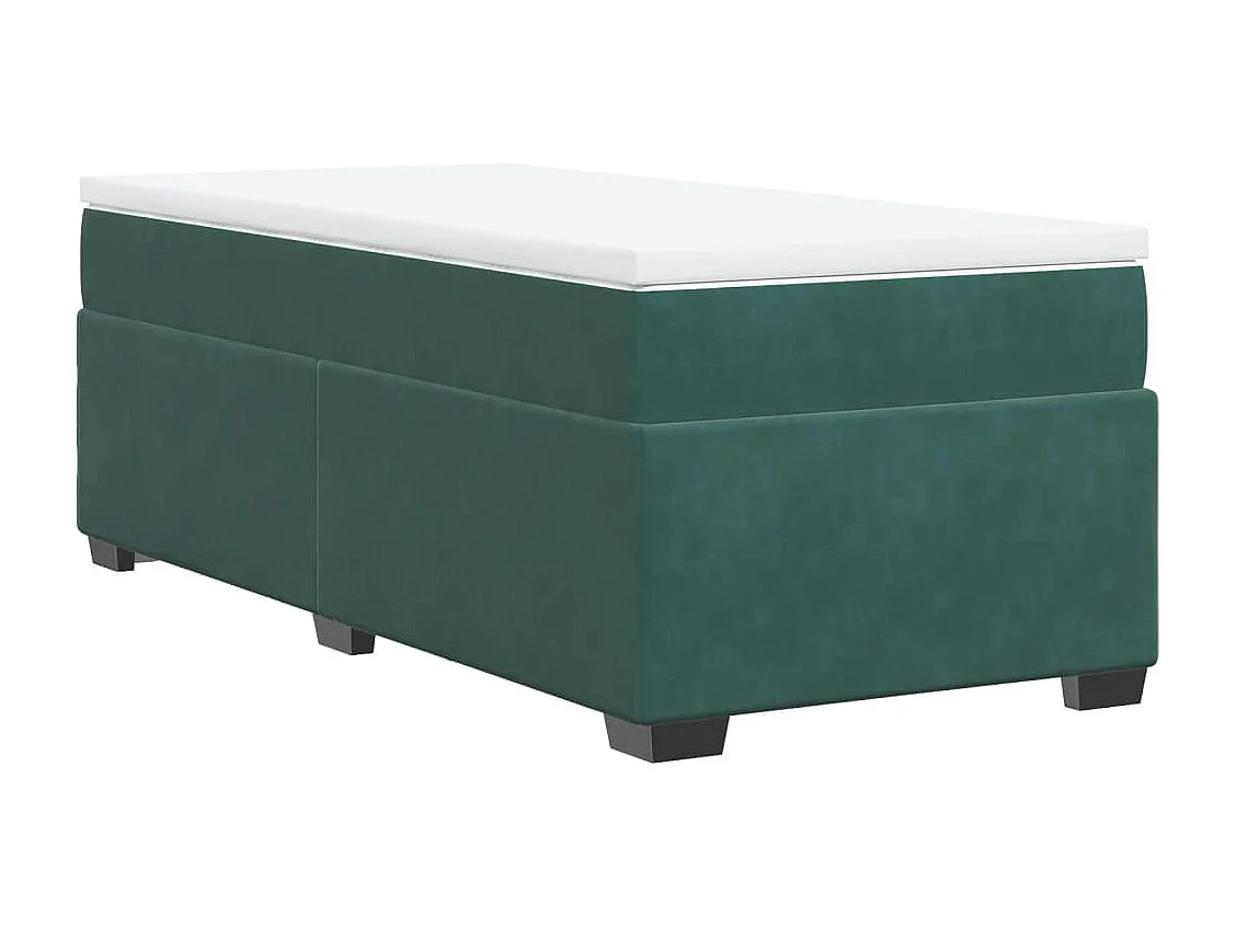 Cama box spring con colchón terciopelo verde oscuro 90x190 cm