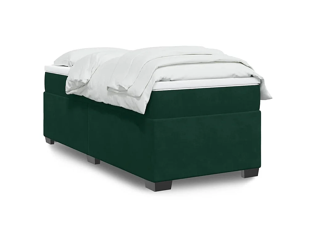 Boxspringbett mit Matratze Dunkelgrün 90x190 cm Samt
