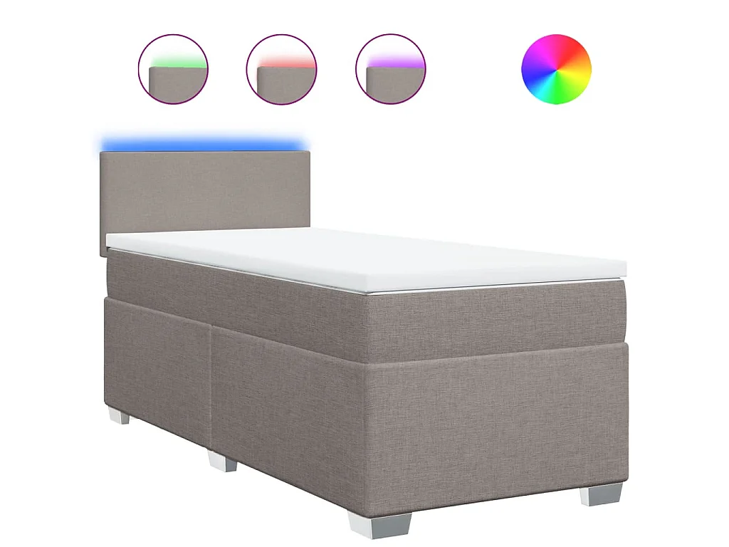Boxspring met matras stof taupe 90x200 cm