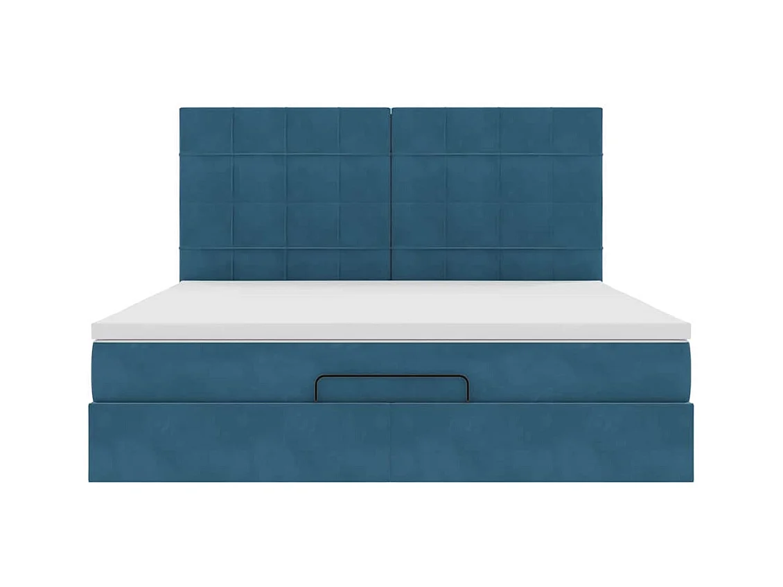 Ottoman-Bett mit Matratzen Dunkelblau 160x200 cm Samt