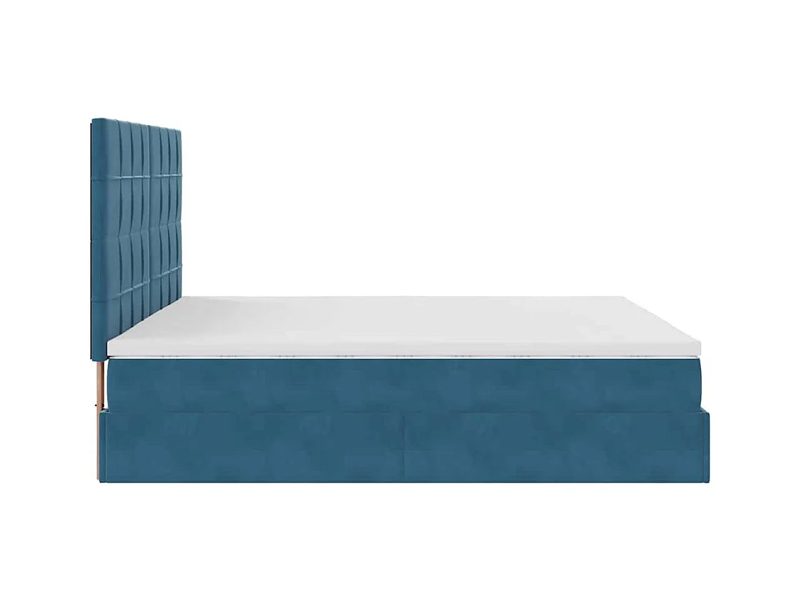 Ottoman-Bett mit Matratzen Dunkelblau 160x200 cm Samt