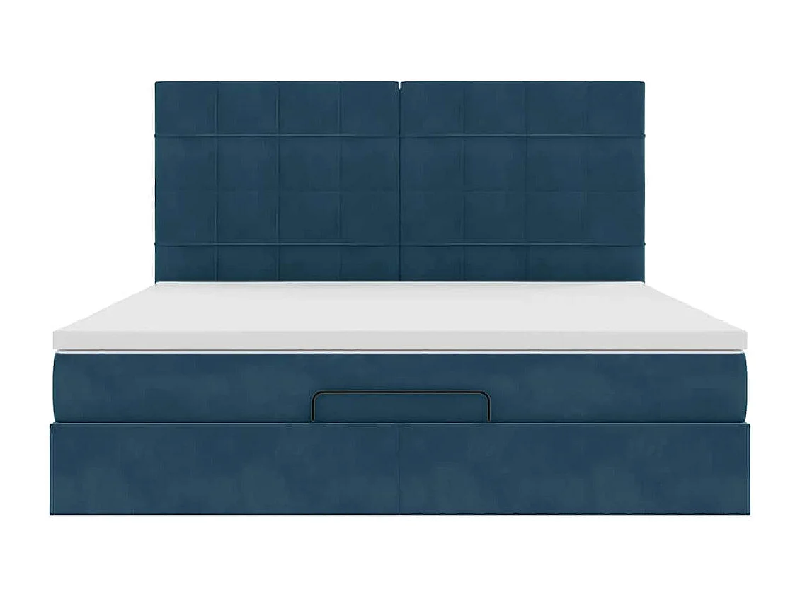Estructura de cama otomana colchones terciopelo azul oscuro