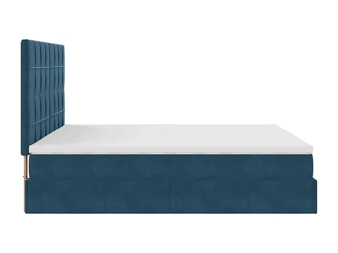 Estructura de cama otomana colchones terciopelo azul oscuro