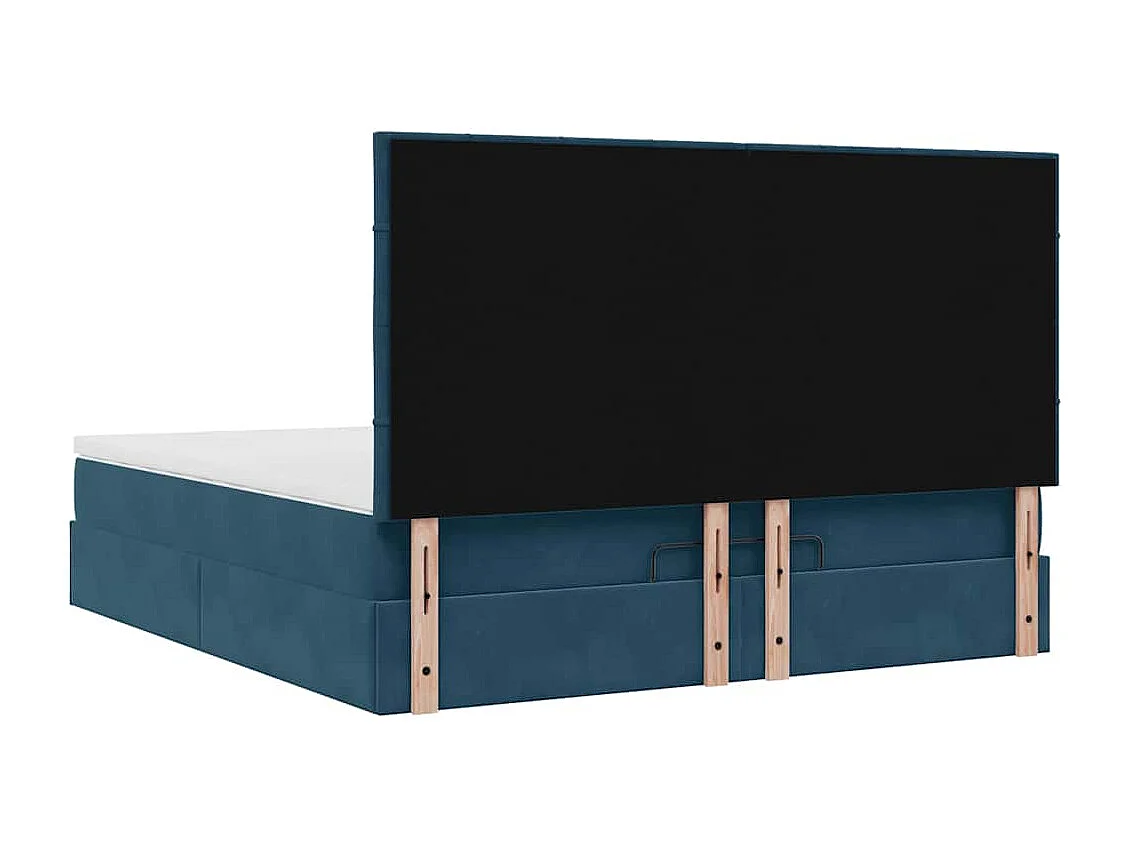 Estructura de cama otomana colchones terciopelo azul oscuro