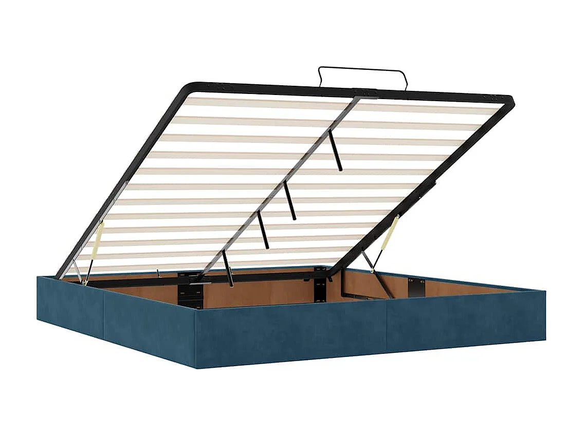 Estructura de cama otomana colchones terciopelo azul oscuro