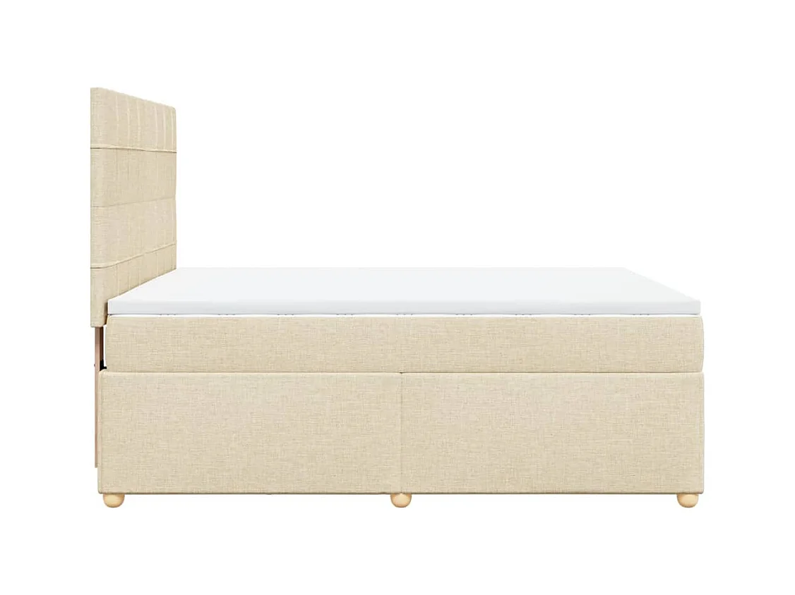Sommier à lattes de lit avec matelas Crème 160x200 cm Tissu
