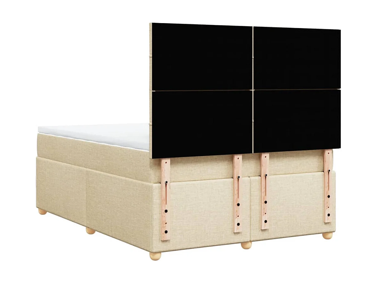 Cama com molas/colchão 160x200 cm tecido cor creme