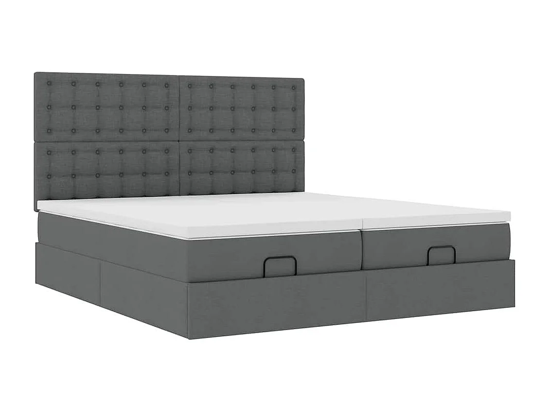 Ottoman bed met matrassen en LED's 180x200cm stof donkergrijs