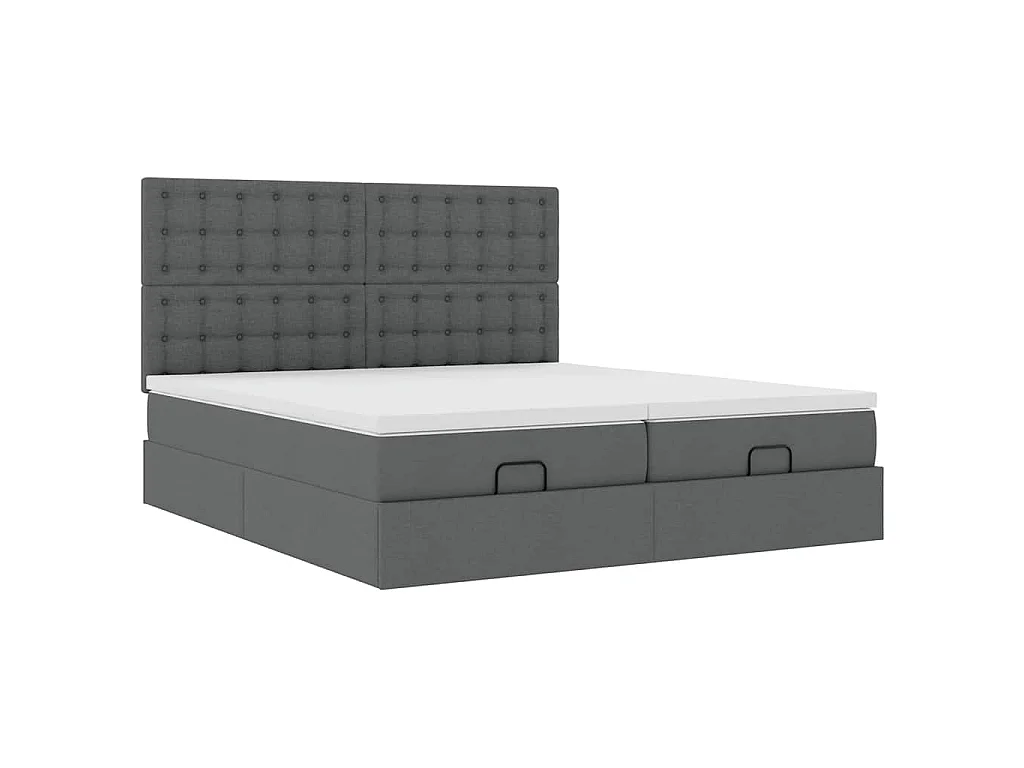 Cadre de lit ottoman avec matelas gris foncé 180x200cm tissu