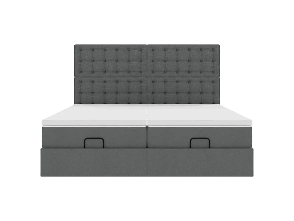 Cadre de lit ottoman avec matelas gris foncé 180x200cm tissu