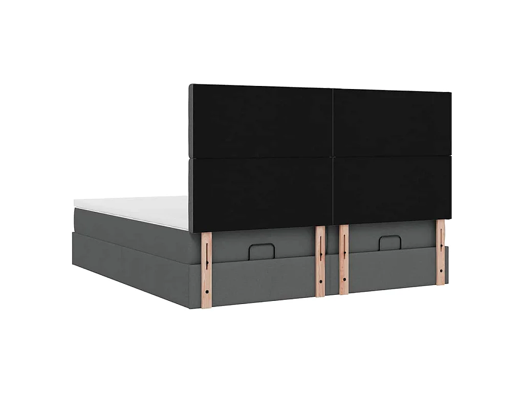 Cadre de lit ottoman avec matelas gris foncé 180x200cm tissu
