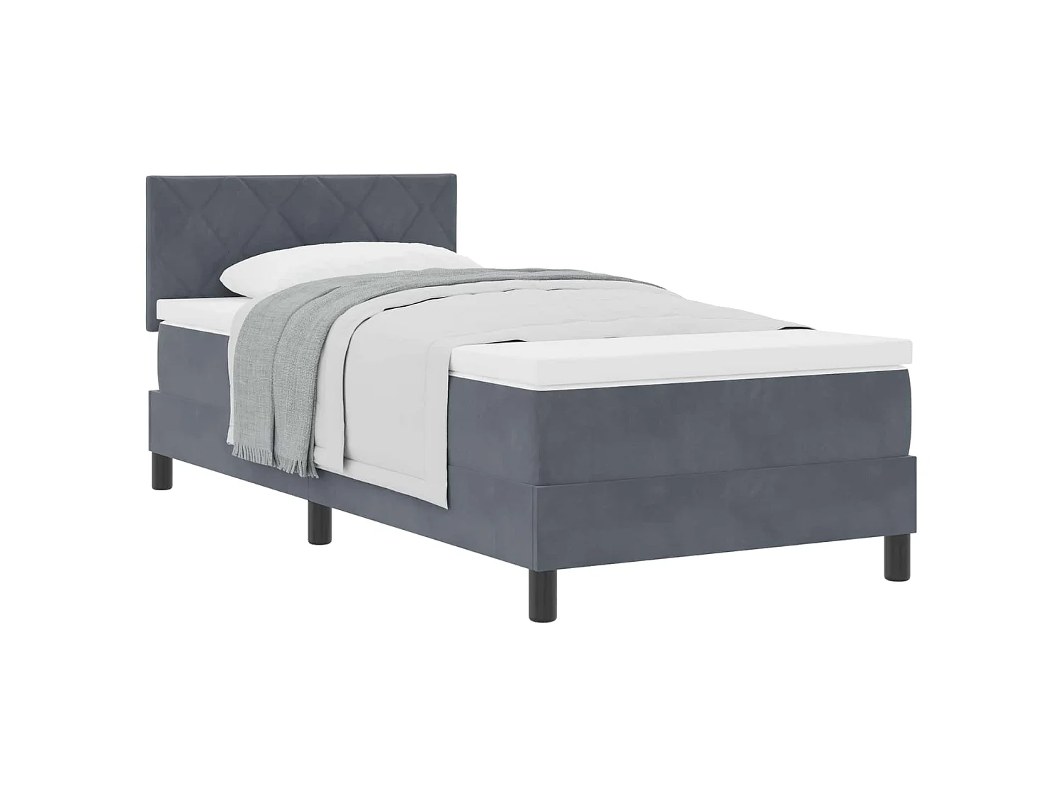 Cama tipo Box Spring Gris oscuro 90 x 200 cm Terciopelo