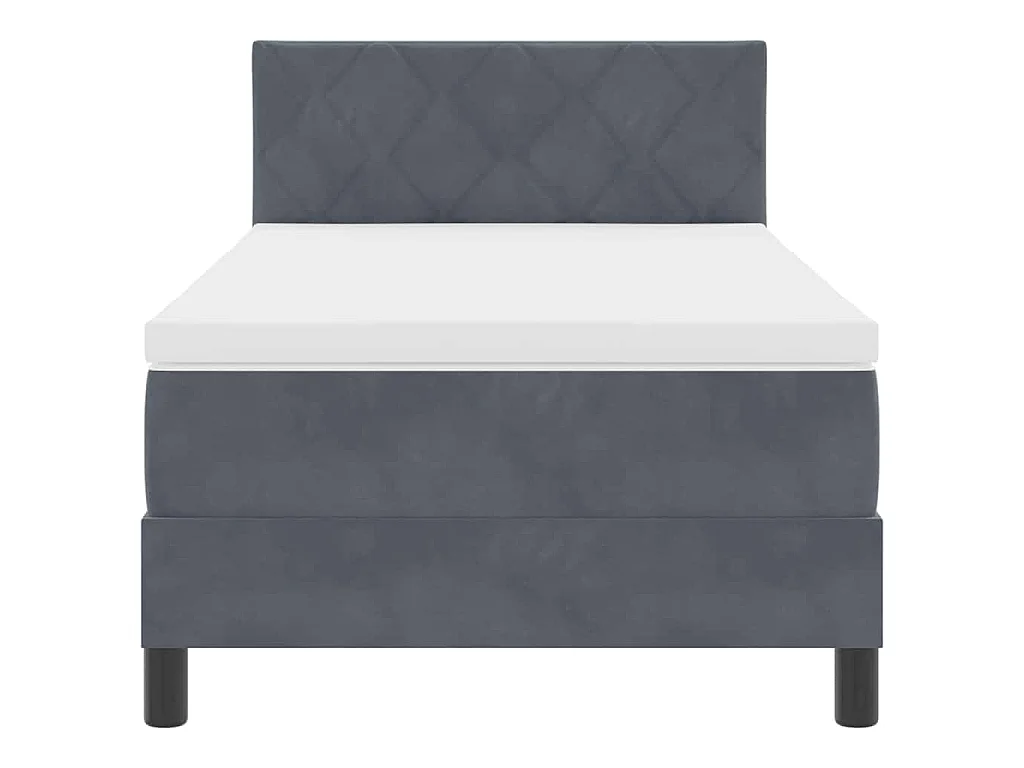 Cama tipo Box Spring Gris oscuro 90 x 200 cm Terciopelo