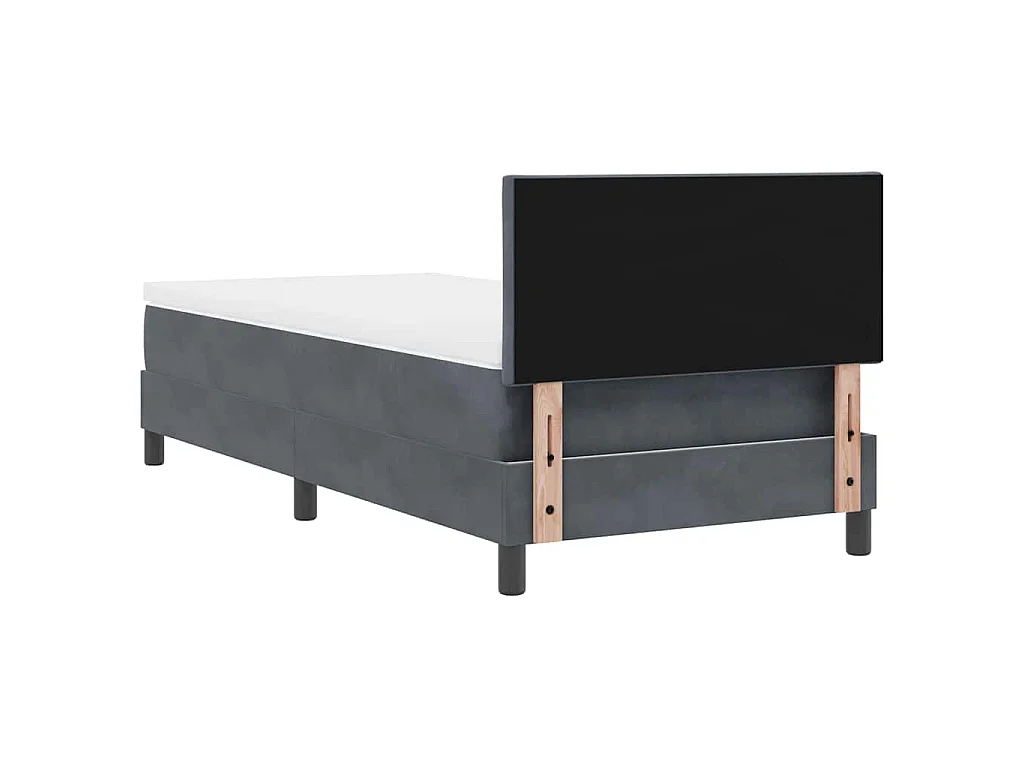 Cama tipo Box Spring Gris oscuro 90 x 200 cm Terciopelo